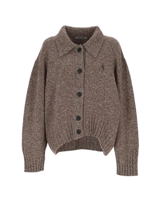 The Attico Brown Logo-Embroidered Cardigan