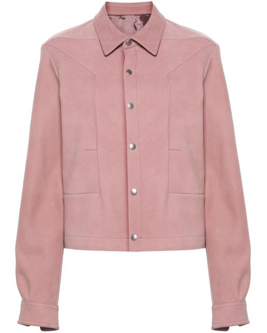 Rick Owens Pink Alice Strobe Leather Shirt