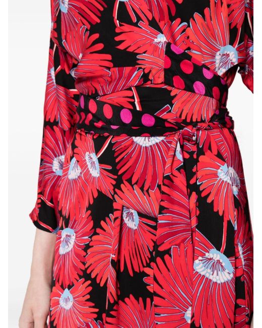 Vestido corto Mikah con estampado floral Diane von Furstenberg de color Red