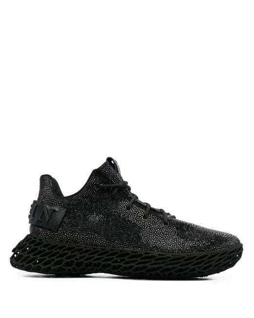 Philipp Plein Black Skeleton Caviar Low-Top Sneakers for men
