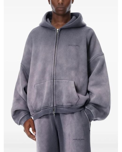Alexander Wang Embroidered Logo Hoodie in Grey for Men | Lyst UK