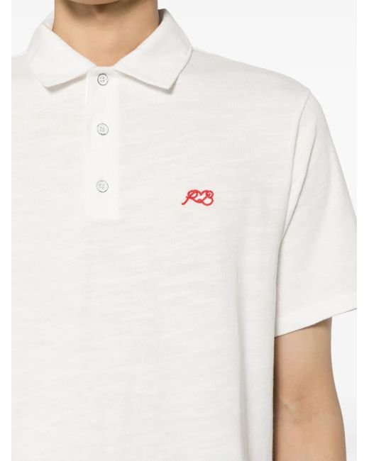 Rag & Bone White Logo-Embroidered Polo Shirt for men