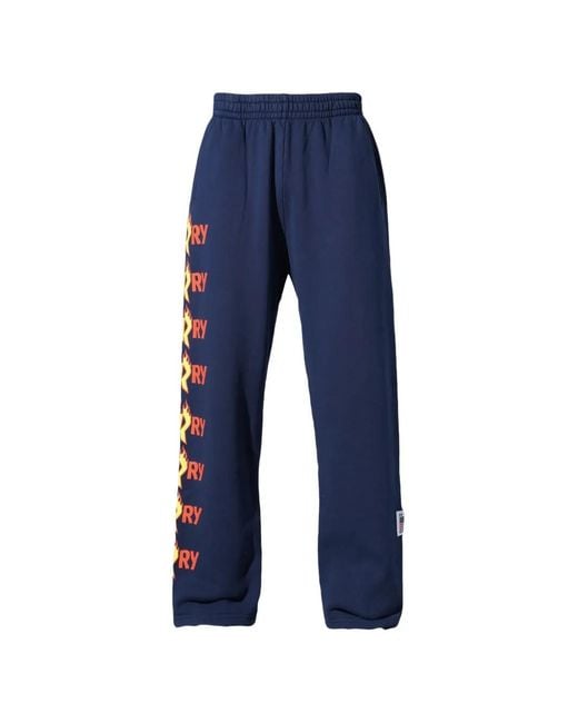 Cherry World Blue Graphic-Print Track Pants for men