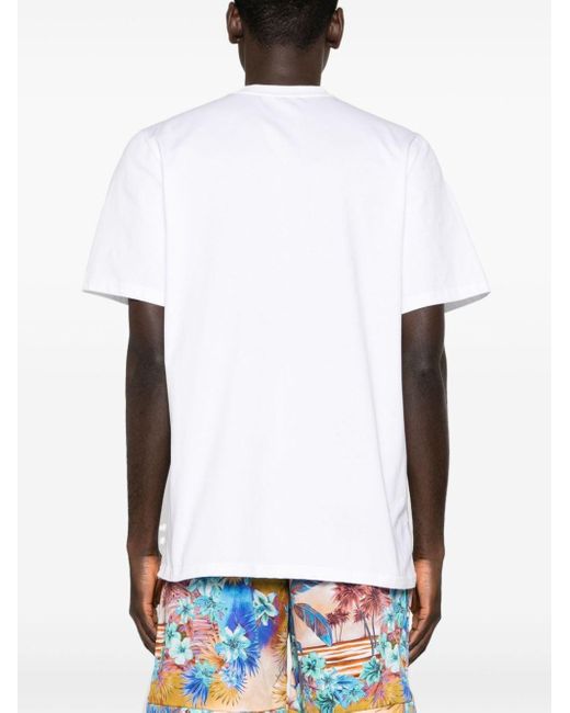 Roberto Cavalli White Monogram-embroidered Cotton T-shirt for men