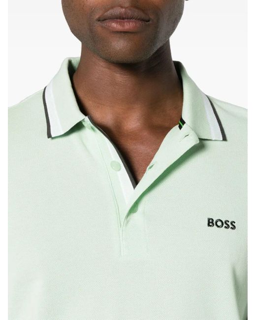 Boss Green Logo-Embroidered Cotton Polo Shirt for men