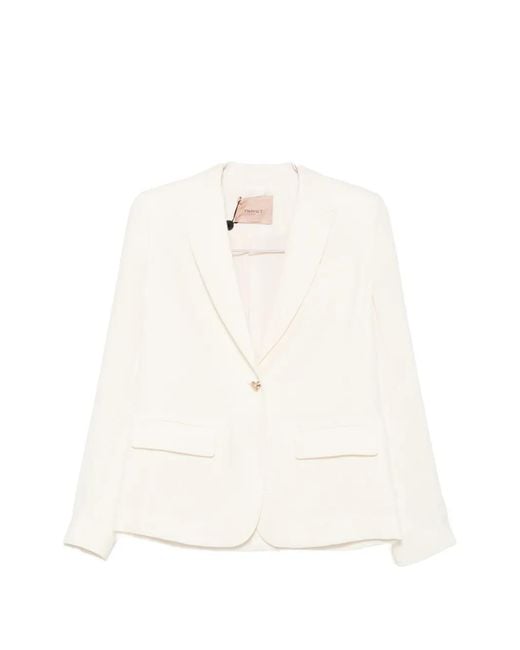 Twinset White Heart-Motif Single-Breasted Blazer
