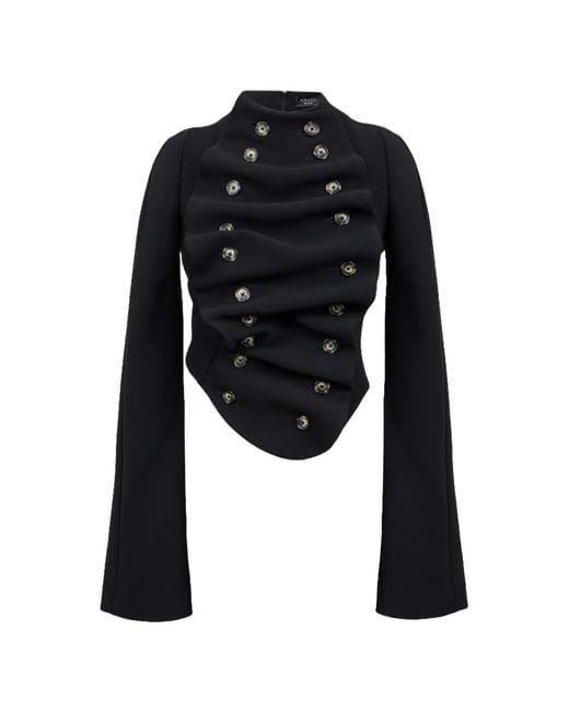 A.W.A.K.E. MODE Black Bib-Front Structured Jacket