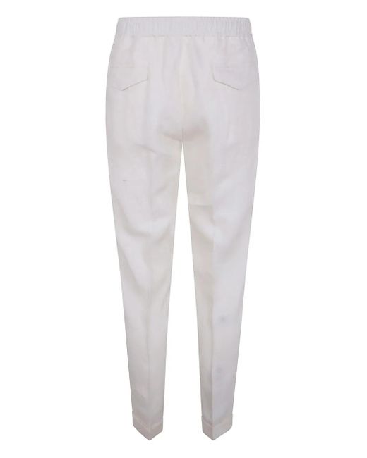 Barba Napoli White Drawstring Trousers for men