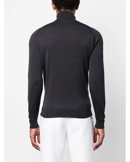 John Smedley Blue Cherwell Roll Neck Jumper for men