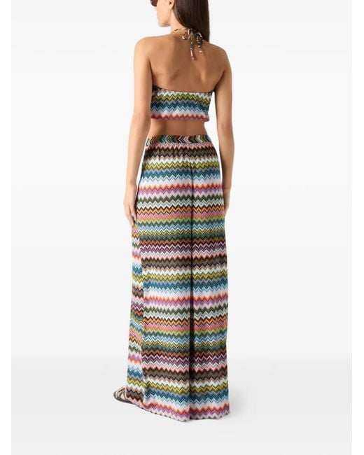 Missoni White Zigzag-Pattern Halter-Neck Top