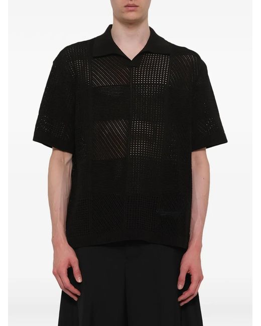 Wooyoungmi Black Perforated Cotton Shirt for men