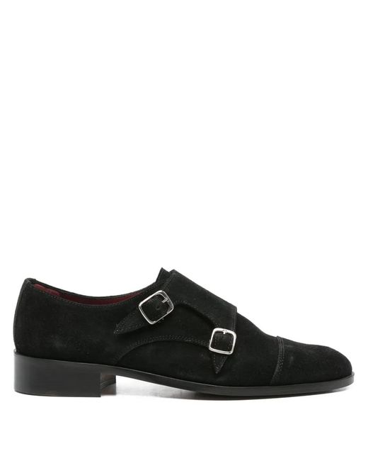SOMMET Black Double Monk-Strap Shoes