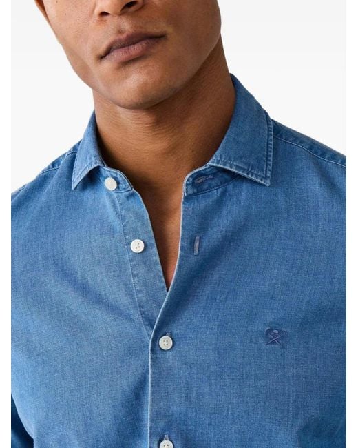 Hackett Blue Kent Cutaway-Collar Denim Shirt for men