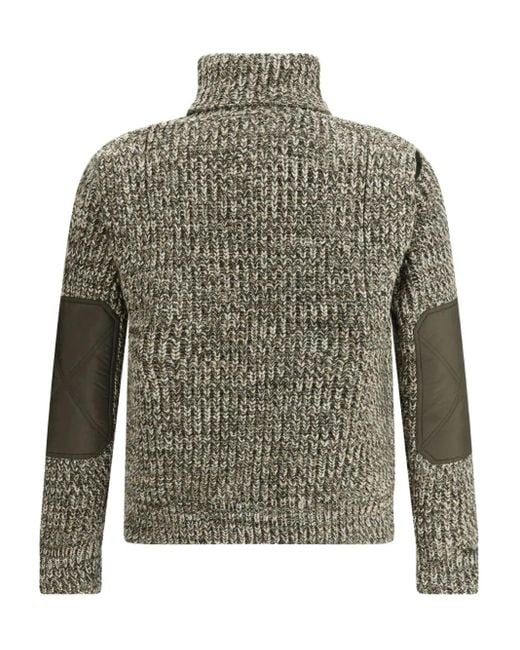 Moncler Gray Zip Pocket Elbow Patch Sweater for men
