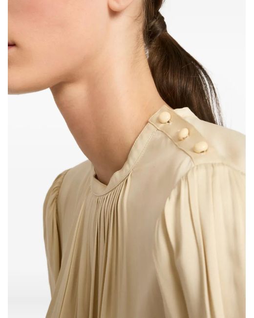Yves Salomon Natural Button-Embellishment Blouse