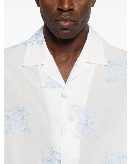 KENZO White Animals-Embroidered Shirt for men