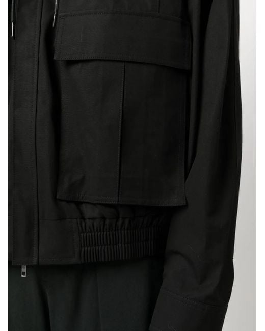 Juun.J Black Drawstring Hooded Jacket for men