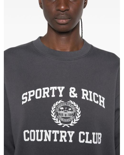 Sporty & Rich Black Logo-Print Sweater