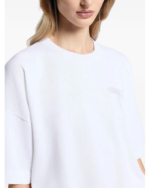 Peserico White Cotton Pocket Knitted T-Shirt