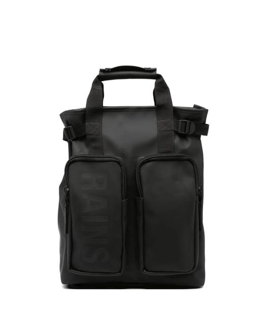 Rains Black Texel Tote Backpack for men