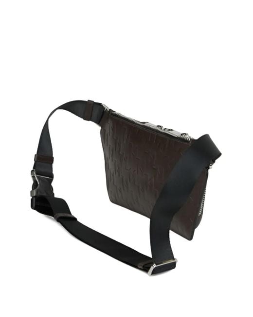 Karl Lagerfeld Black Loom Embossed-Leather Belt Bag for men
