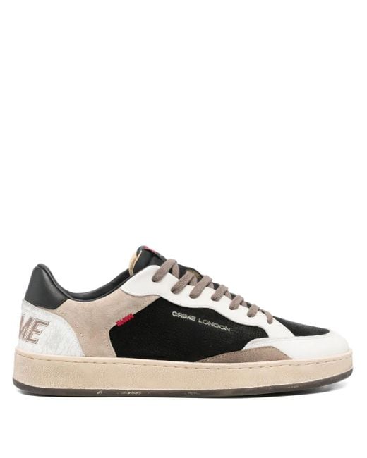 Crime London Black Chelsea Panelled Low-top Sneakers for men