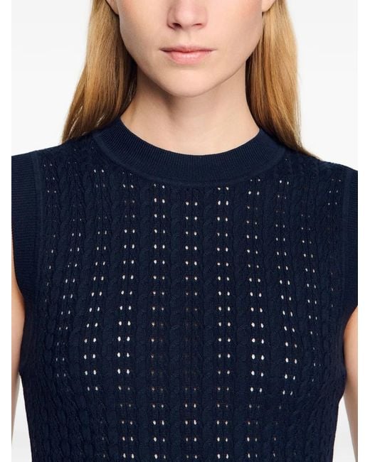 Sandro Black Textured Cropped Knit Sweater