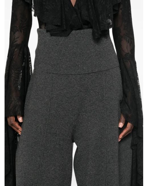 Zimmermann Black Ribbed-Waistband Tapered Trousers