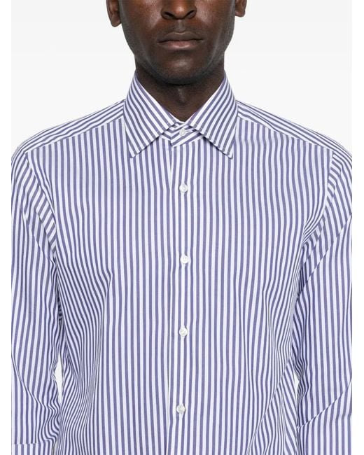 Barba Napoli Purple Striped Shirt for men