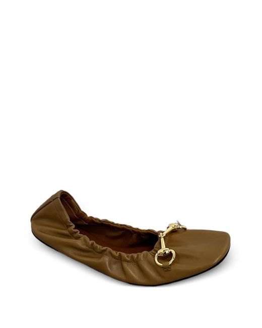 Gucci Brown Prima Ballet Flats