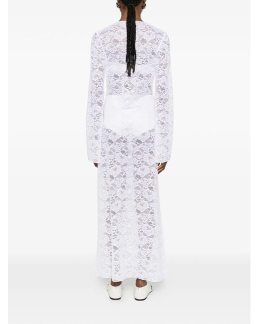 Osree Long Lace Dress in White | Lyst UK