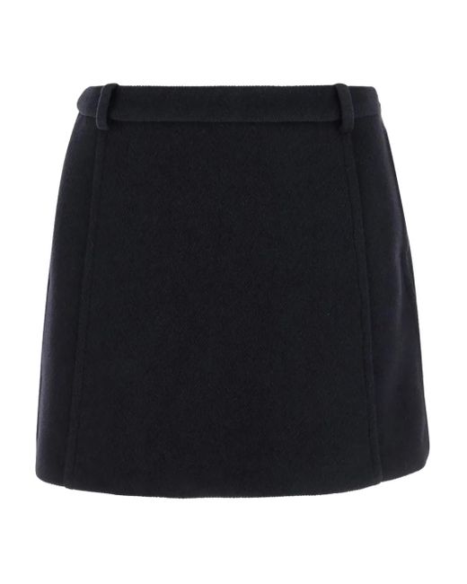 Jil Sander Black Herringbone Wool Mini Skirt