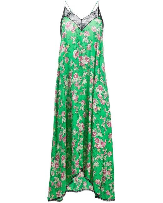 Zadig & Voltaire Green Ritsy Floral-print Woven Maxi Dress