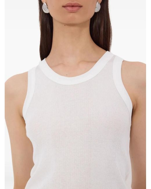 Loulou de Saison White Limba Embroidered Tank Top