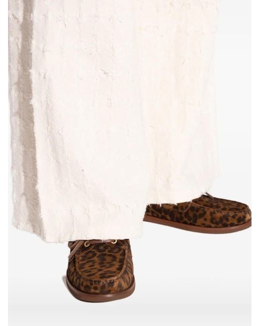 Gianvito Rossi Brown Vandée Leopard Print Lace-Up Boat Shoes