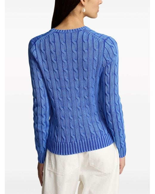 Polo Ralph Lauren Blue V-neck Cable-knit Jumper