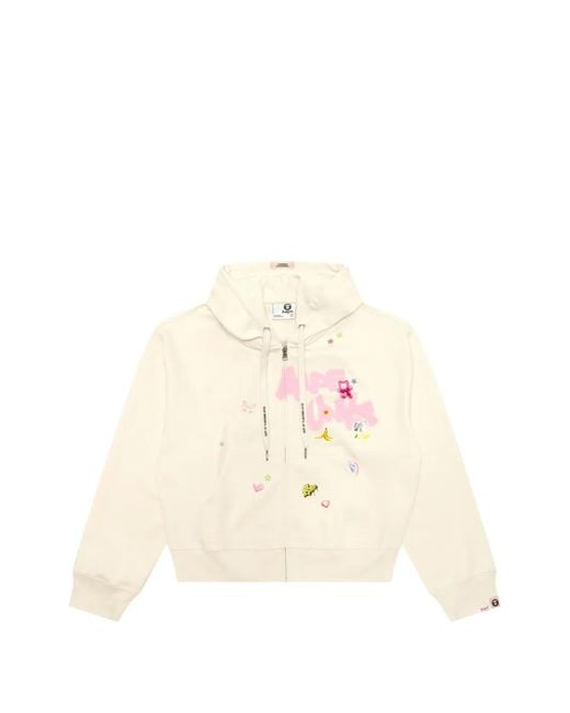 Aape By A Bathing Ape Natural Appliqué Zip-Up Hoodie