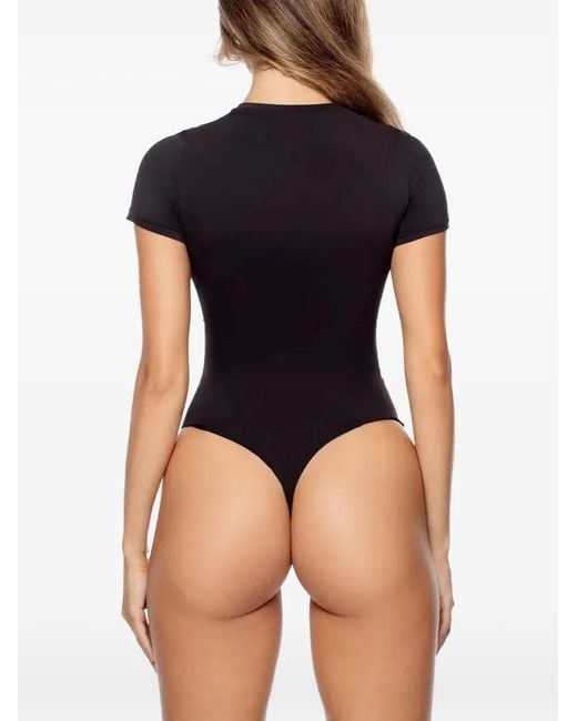 GOD SAVES QUEENS Black Logo-Print Short-Sleeve Bodysuit