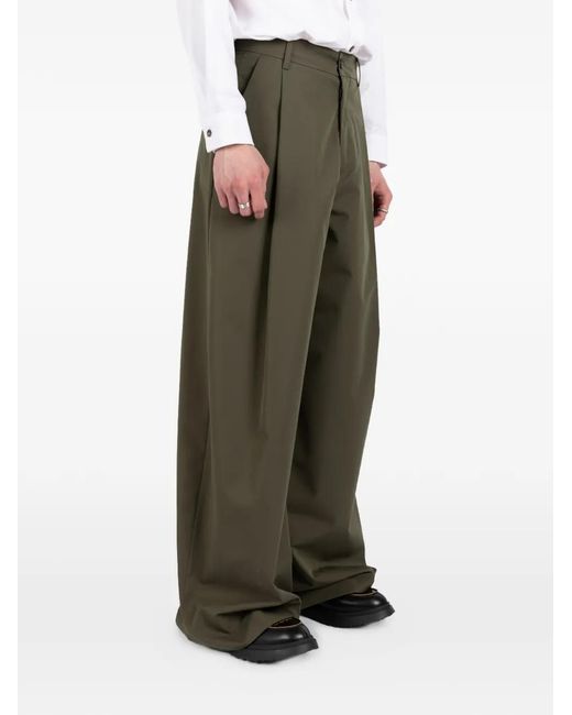 Societe Anonyme Green Pantalon Ample Huko À Design Plissé