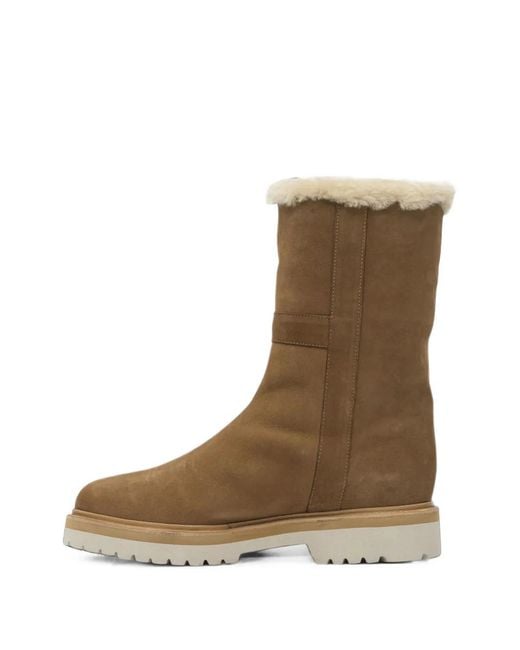 MARETTO® Brown Shearling-Trim Suede Boots