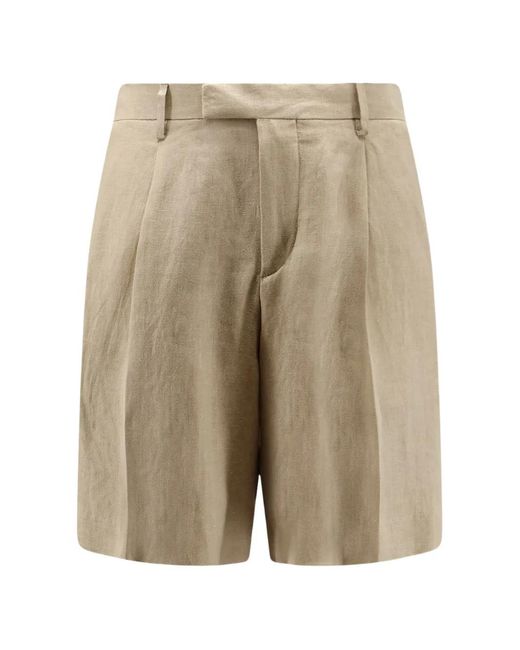 Lardini Natural Pleated Linen Shorts for men