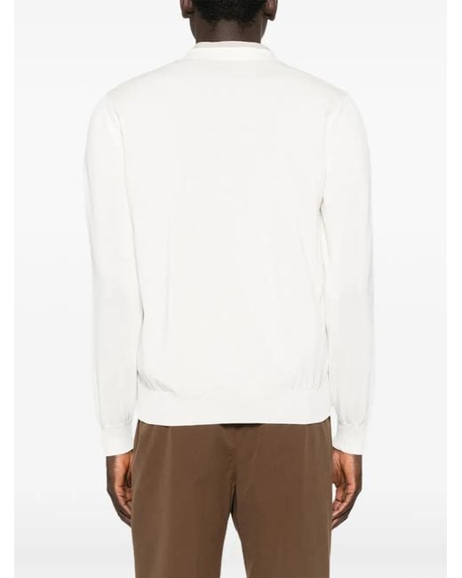 Eleventy White Buttoned V-Neck Cardigan for men
