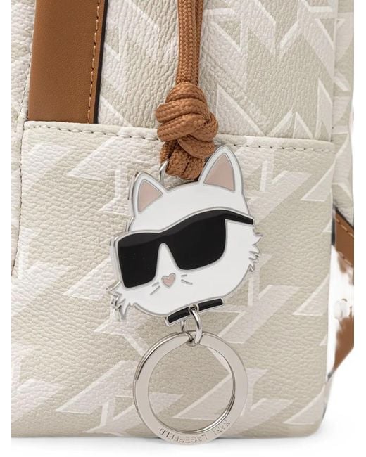 Karl Lagerfeld Natural Ikon Monogram-Print Choupette Backpack