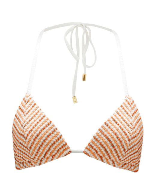 Perfect Moment Natural Llonga Striped Triangle Bikini Top