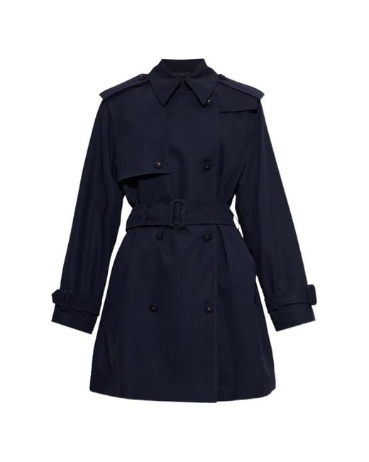 Burberry Blue Latchmere Wool Trench Coat