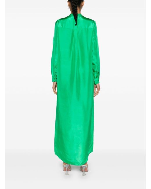 P.A.R.O.S.H. Green Sequin-embellished Silk Shirtdress