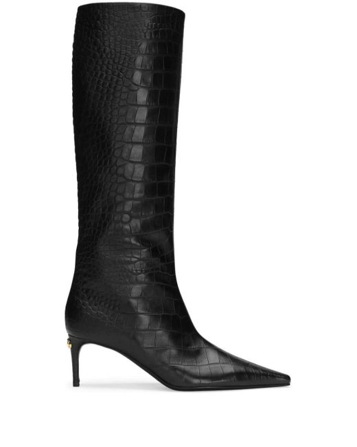 Dolce Gabbana Crocodile Embossed Leather Boots in Black Lyst UK
