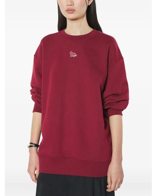 Maison Kitsuné Sweater Met Vossenapplicatie in het Red