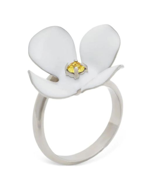 Marni White Enamel Daisy Ring