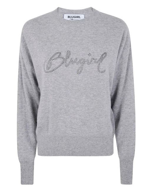 Pull À Détails De Cristaux Blugirl Blumarine en coloris Gray